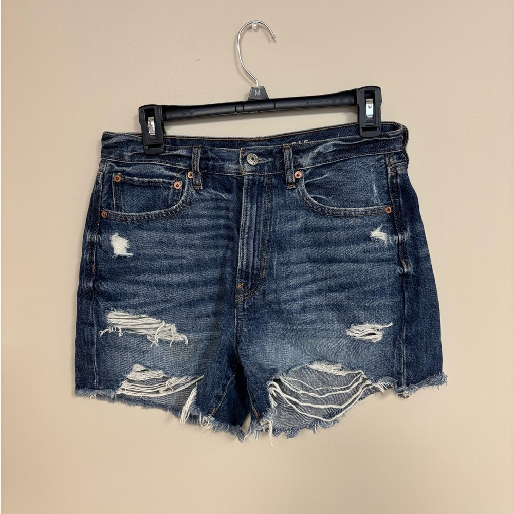 American Eagle Outfitters Blue Jean Shorts Distressed High-Waisted